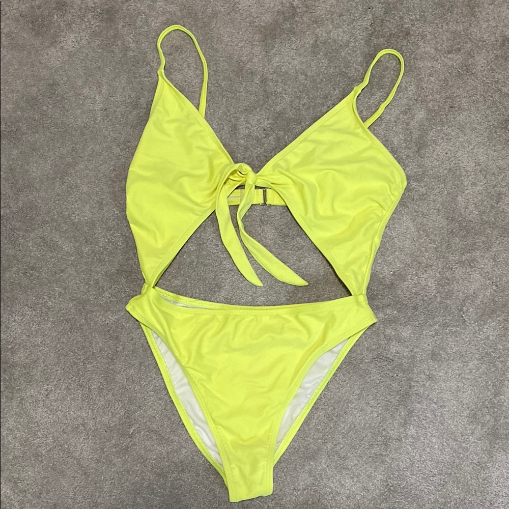 Vibrant Yellow Cutout Swimsuit